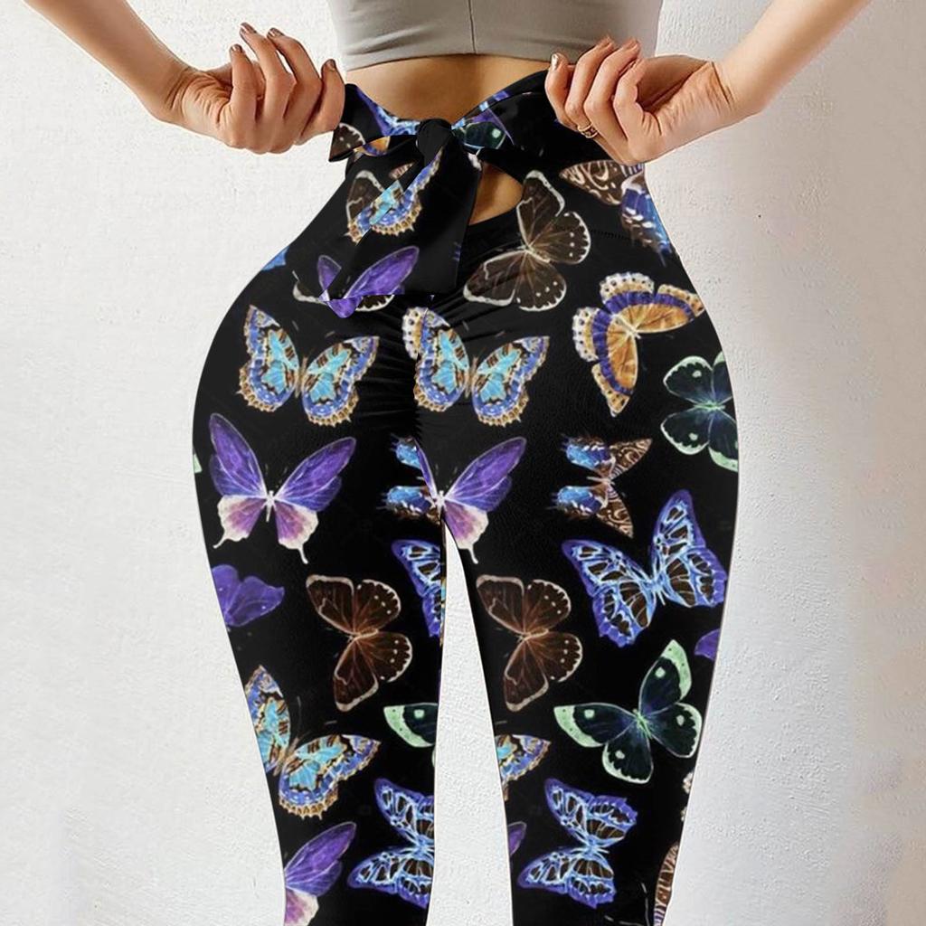 Dámské elastické fitness legíny na jógu s vysokým pasem