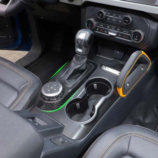 ABS Gear Shift Panel Decorations Cover Trim For Ford Bronco +Carbon Fiber