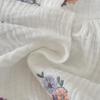 Korean-Style Girls' Summer Bodysuit with Purple Floral Embroidery