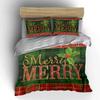 Plaid Merry Christmas Design Bedding Duvet Cover Set Duvet Cover Pillowcases  (1*Duvet Cover 2*Pillowcases, without duvet insert)