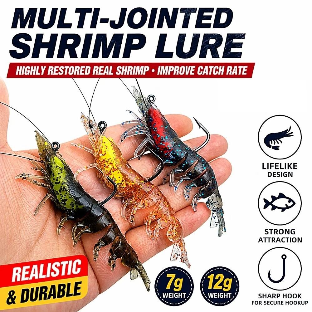 8 Cm / 7 G Soft Shrimp Lure With Hooks Segmented Lures Realistic Swimming Lures Saltwater Fishing