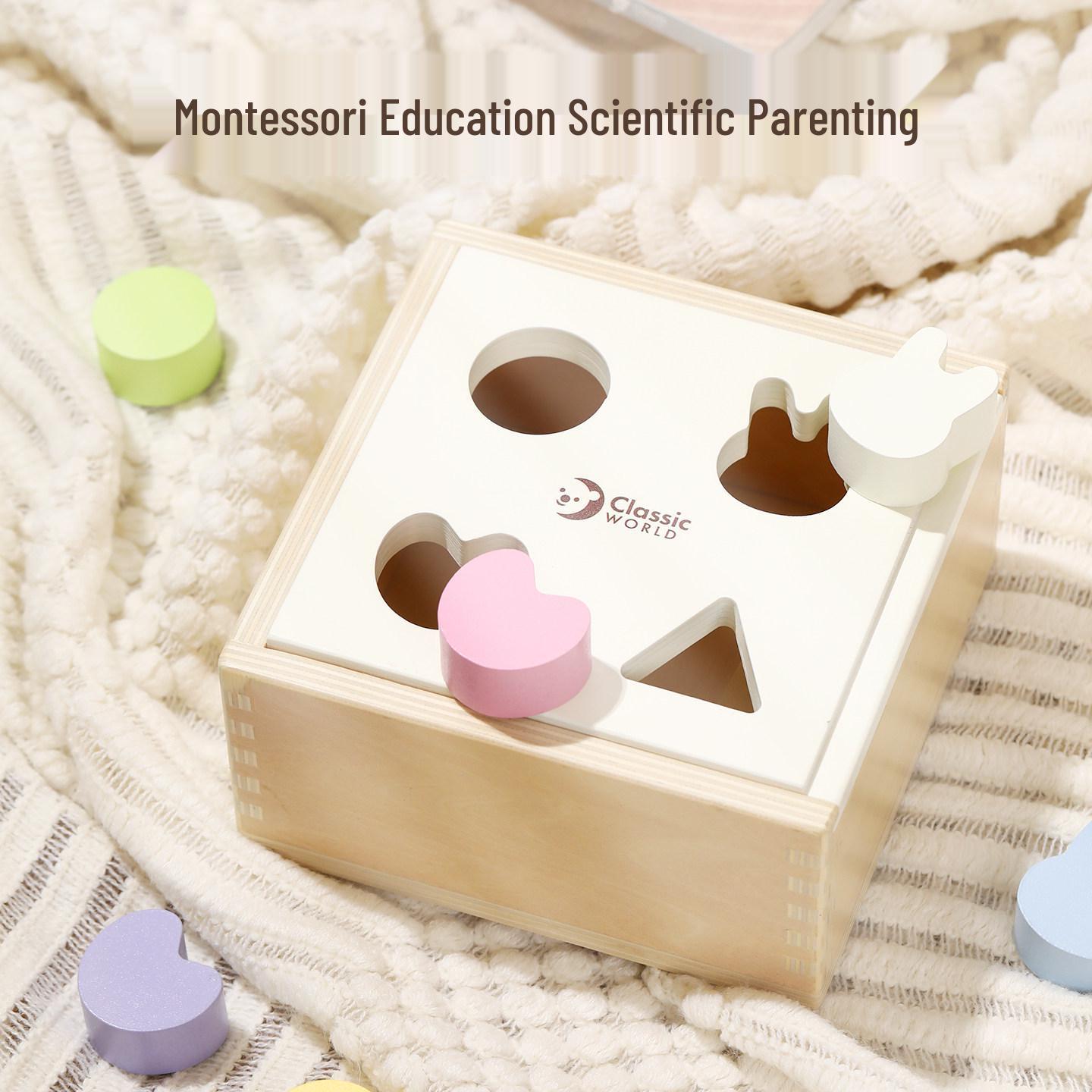 Kaisai Montessori Shape Sorting Geometric Blocks for Newborns