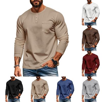 Herren -Farbig Lässig Rundhals Hemden Langarm Lässiges Hemd Sommer Sportlich Strand Hippie T-Shirt