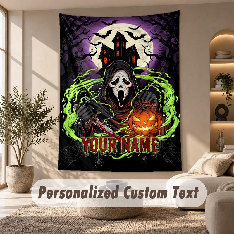 Tapestry Custom Name Text, Wall Hanging Tapestry Home Room DecorScream Ghostface