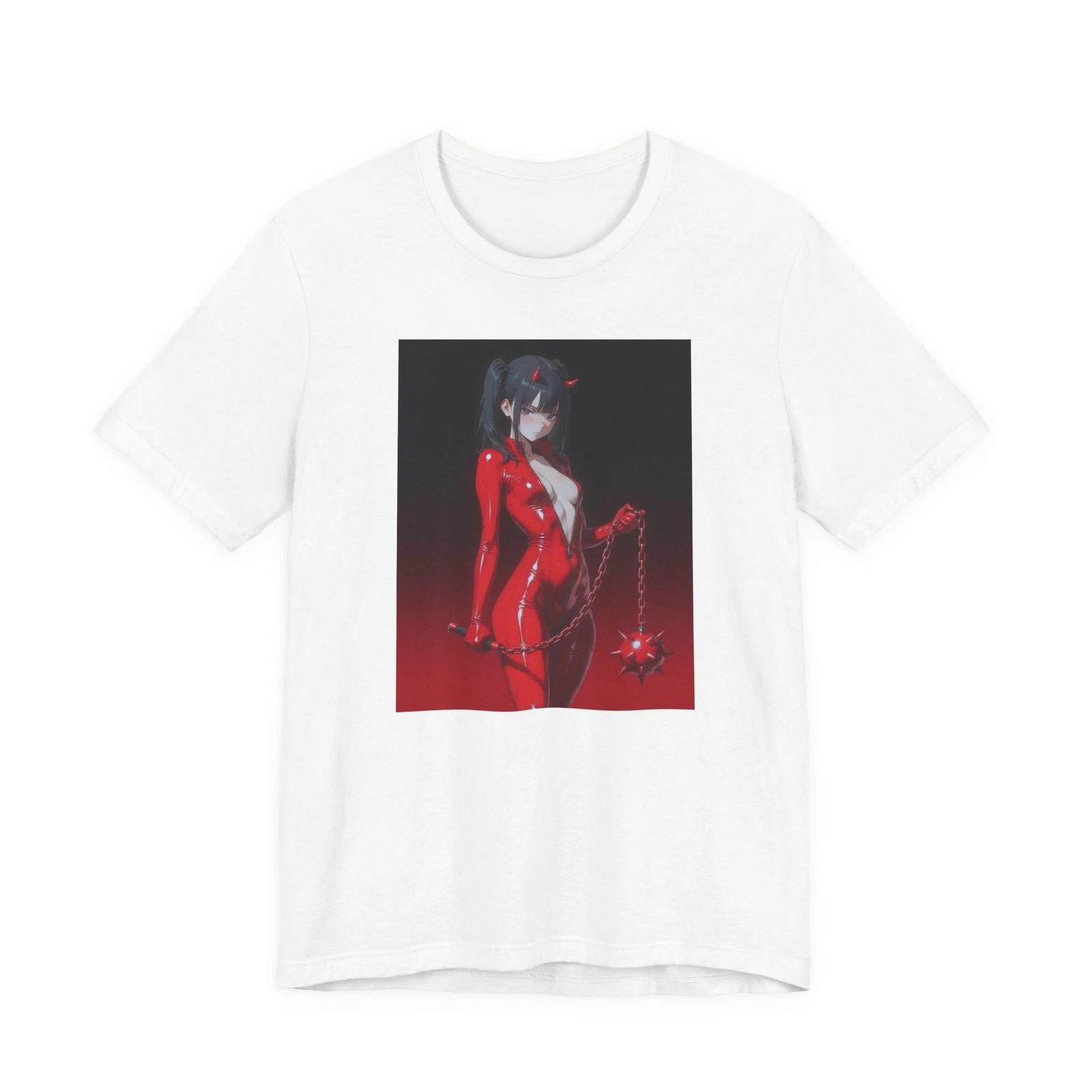 Red Demon Girl Dark Fantasy Edgy T-Shirt Streetwear Casual Crewneck Unisex Tee M