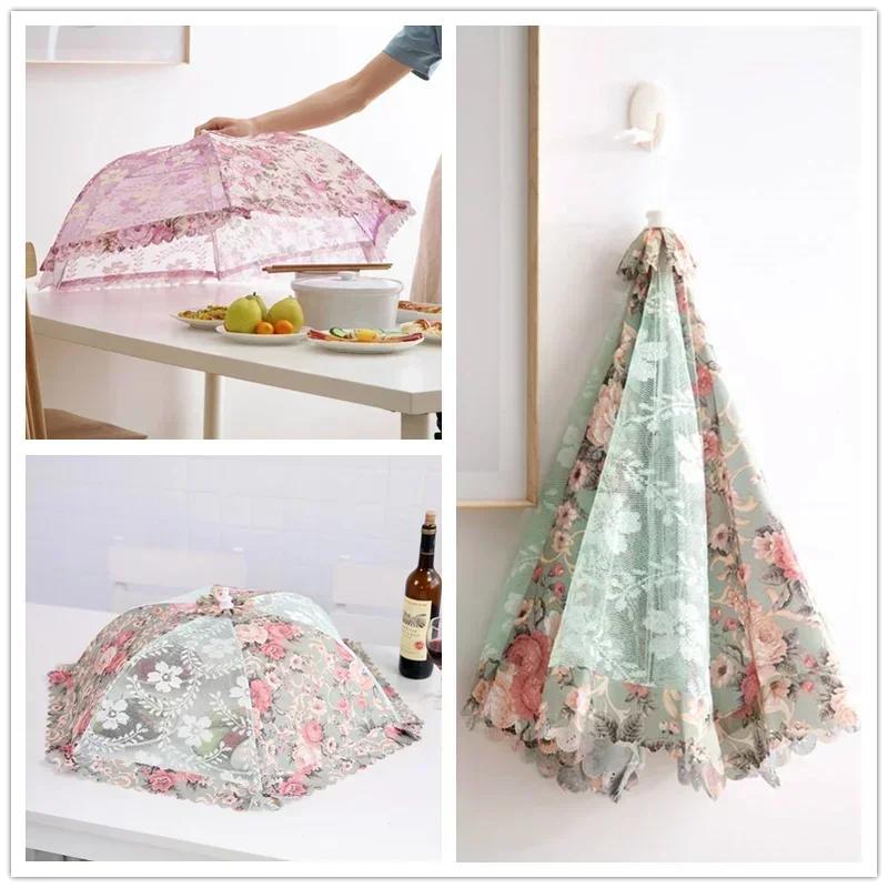 1PC Portable Umbrella Style Food Cover Anti Mosquito Meal Cover Lace Table Home Using Food Cover Kitchen Gadgets Cooking Tools