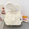 Velvet Shoulder Bag Cute Large Capacity Zipper Closure Star Pattern Women Shoulder Handbag for Students Girls Beige