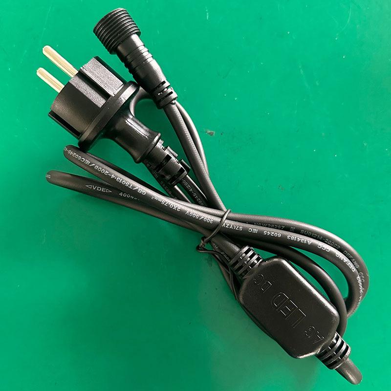 European Plug 1.5m Black/White Power Cord with CE Certification for LED Lighting