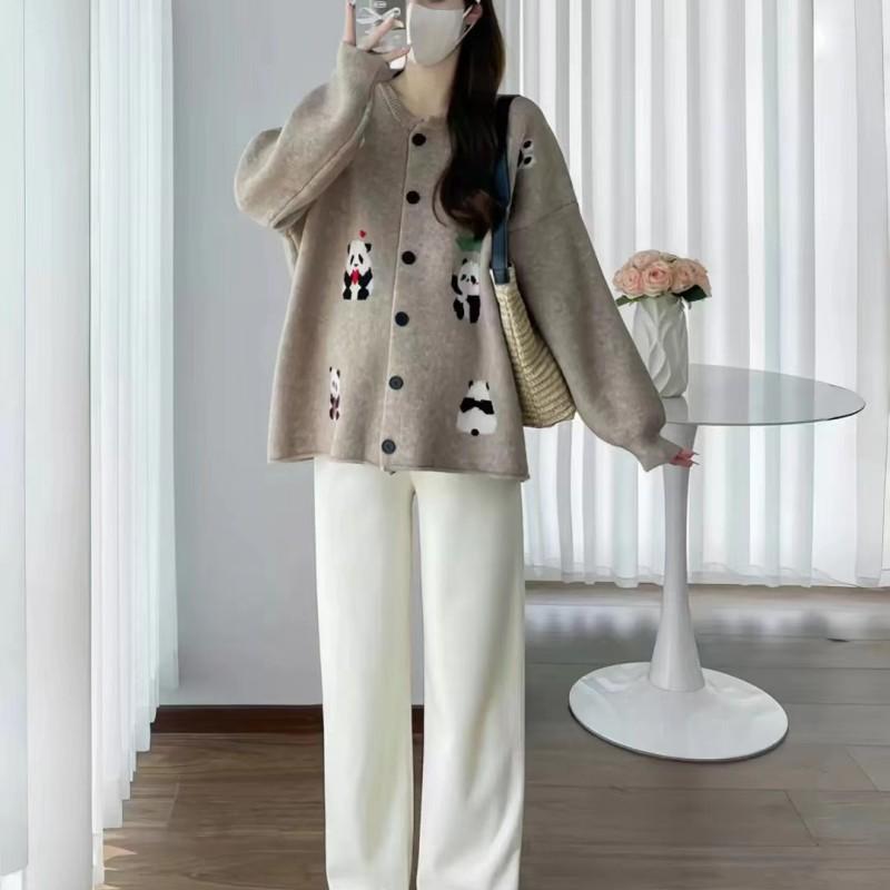 

Spring and Autumn New Sweet Embroidery Knitted Cardigan Jacket Loose Large Size Top Cute Casual Sweater Women s верблюд