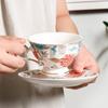Ceramic Coffee Cup Chinese-style Retro Floral Mug Afternoon Tea Cup Hand-painted Peony Cups and Mugs Dining Plate Tray