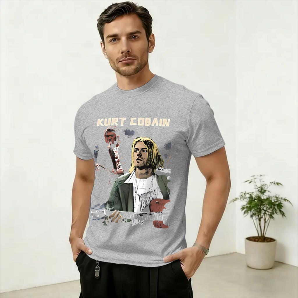 Kurt Cobain T Shirt Unisex Pure Cotton Fashion TShirts Crewneck Tees Short Sleeve Clothes Summer