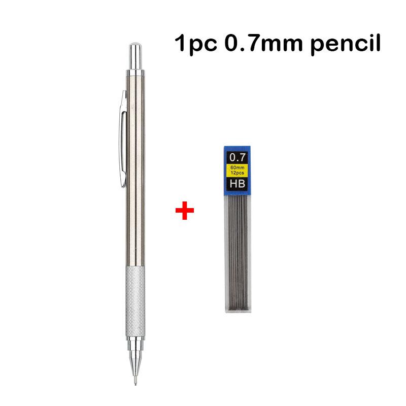 Full Metal Mechanical Pencil Set 0.3 0.5 0.7 0.9 1.3 2.0mm Art Drawing Automatic Pencil with Leads Office Kawaii School Supplies