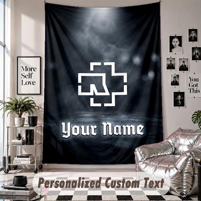 Wall Hanging Tapestry With Custom Name & Text, Rammstein Decorative Tapestry For Bedroom