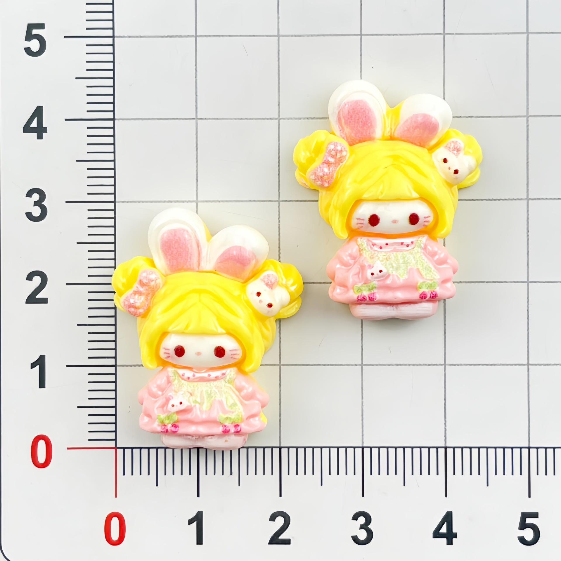 Glossy Rabbit Ear Princess Dress & KT Cat Resin Accessories for Phone & Hair: DIY Charms & Shoe Flowers.
