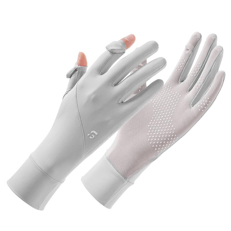UV Protection Gloves Ice Silk Driving Summer Cycling Flip-Top Touchscreen Anti-Slip Breathable Mesh Long Stretchable Sun Gloves