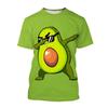 Modisches Avocado-Cartoon-Muster T-Shirt für Herren Frucht 3D-bedruckte T-Shirts Sommerlich lässige kurzärmelige Rundhals-Oberteile Lockere T-Shirts