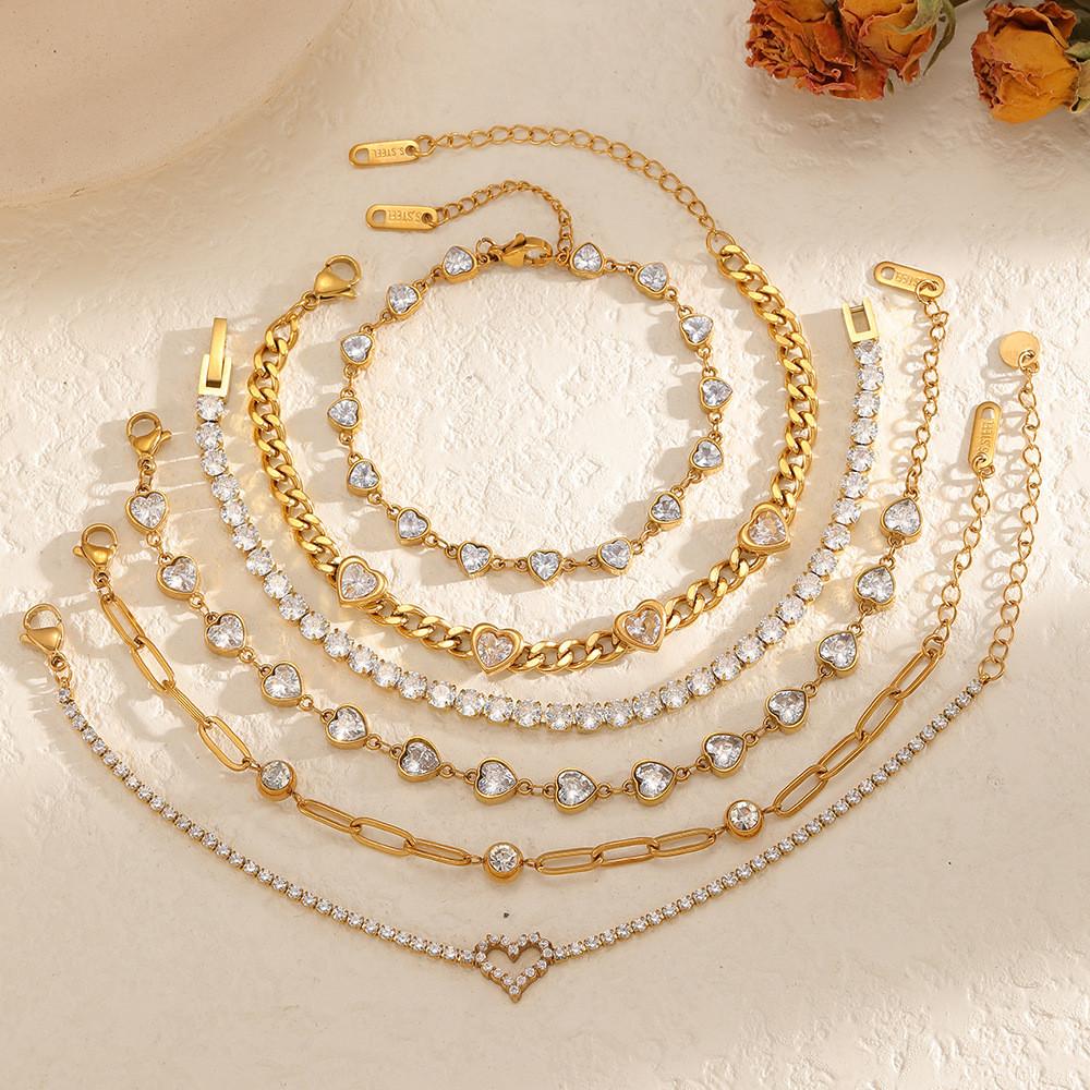 Geometrisches Edelstahlarmband für Damen mit Vergoldung Leichter Luxus-Stil Winter