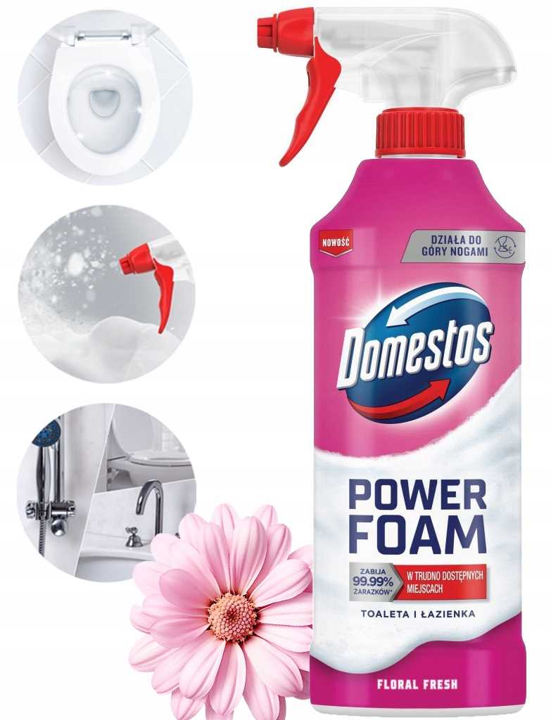 Domestos Power Foam Piana Do Mycia Toalety I Łazienki Floral Fresh 435Ml