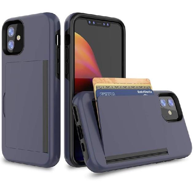 for iPhone 11 Case with Card Holder, Credit Card Slot Protective Wallet Case- Black