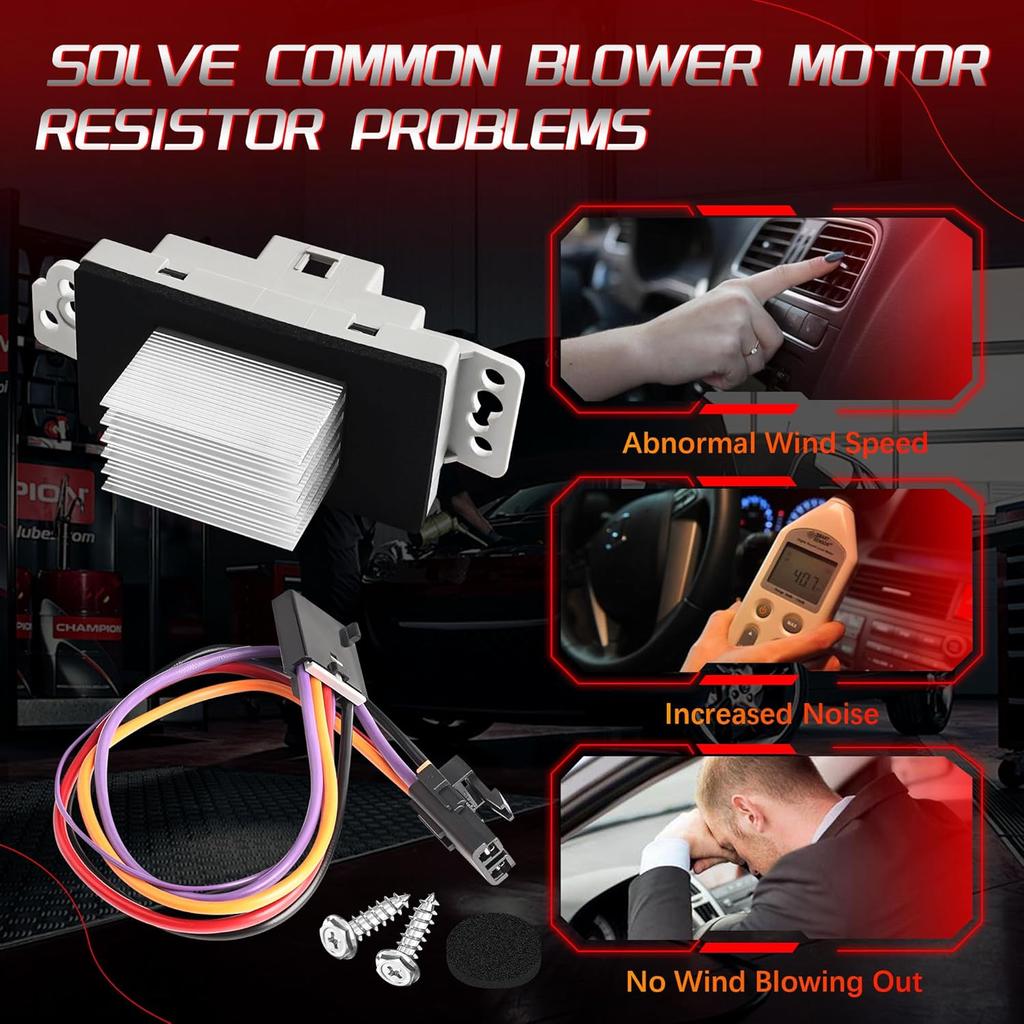 15-81773 HVAC Fan Blower Motor Resistor Kit With Harness Compatible With Chevy Silverado Tahoe Suburban Avalanche Trailblazer GMC Sierra Envoy Yukon