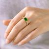 Retro Emerald Zircon Adjustable Open Ring with Inlaid Rhinestones - Women's European & American Fashion