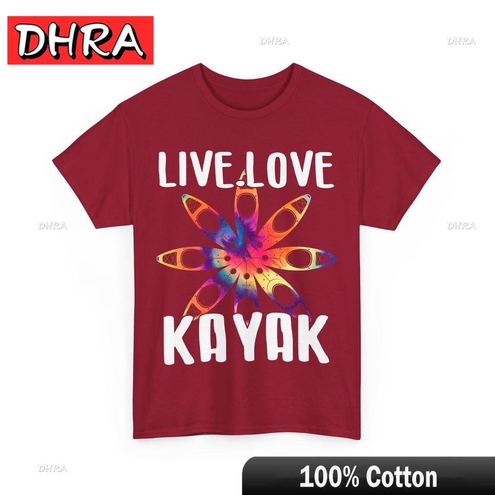 

Live Love Kayak Shirt Kayaking Kayak Lovers Kayaker Tie Dye TShirt Unique Simple Cool Top Couples Graphic Streetwear Vibe S