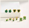 Heart Flower Emerald Green Zircon Stud Earrings Stainless Steel 18K PVD Gold Plated Tarnish Free Tiny Piercing Jewelry