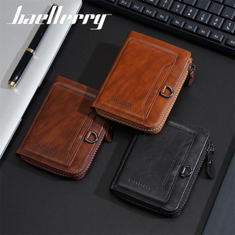Baellerry Vintage Design Short Wallets for Men Man Business Driver's License ID Card Holder Coin Purse