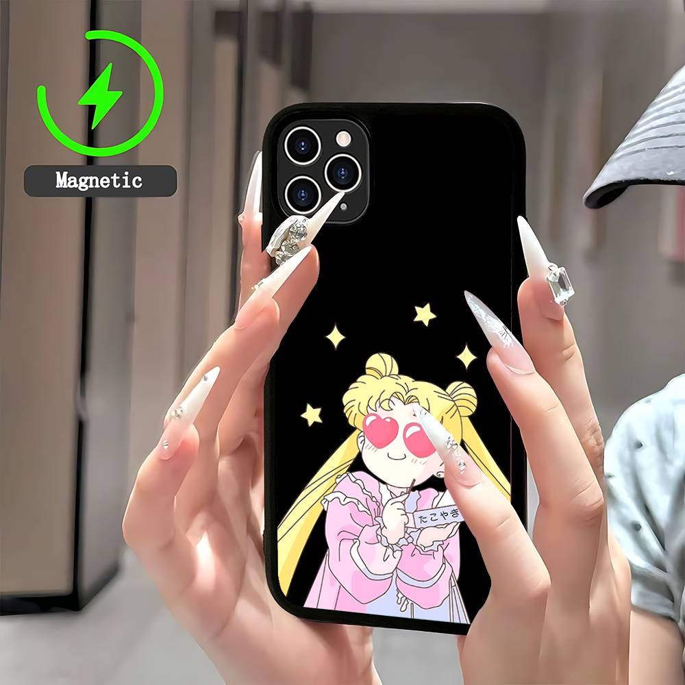 Anime Sailor Moon Handyhülle Magnetische Hülle Für IPhone 16 14 13 12 11 15 Pro Max Plus Für Magsafe Kabelloses Lade Cover
