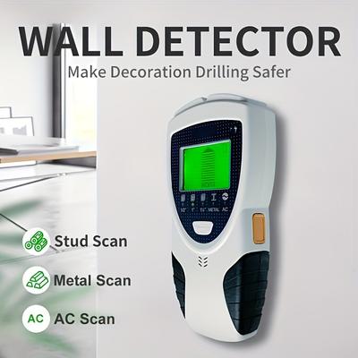 Detector de Montantes 5 en 1 Escáner de Pared, Detector Electrónico de Montantes de Pared con Chip Microprocesador, Pantalla LCD HD, Alarma de Audio y Preciso
