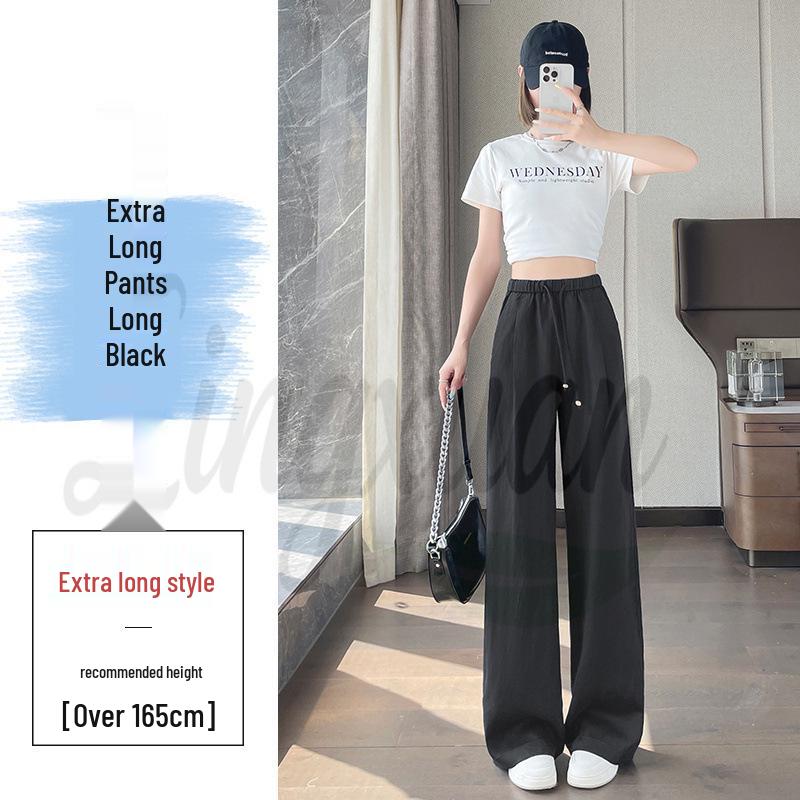 2026 Summer Tencel Linen High-Waisted Wide-Leg Lace Pants for Women