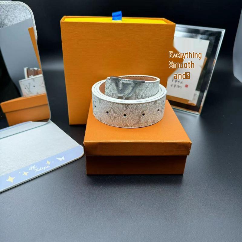 Herren Freizeit Glatter Schnallen Ledergürtel - Trendiger Karostil für Business und Jugend