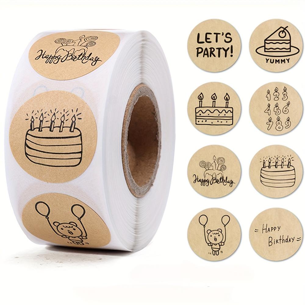 

Kraft Paper Birthday Stickers for Gift Wrapping, Decorative Envelope Seals, And Stationery Labels. A