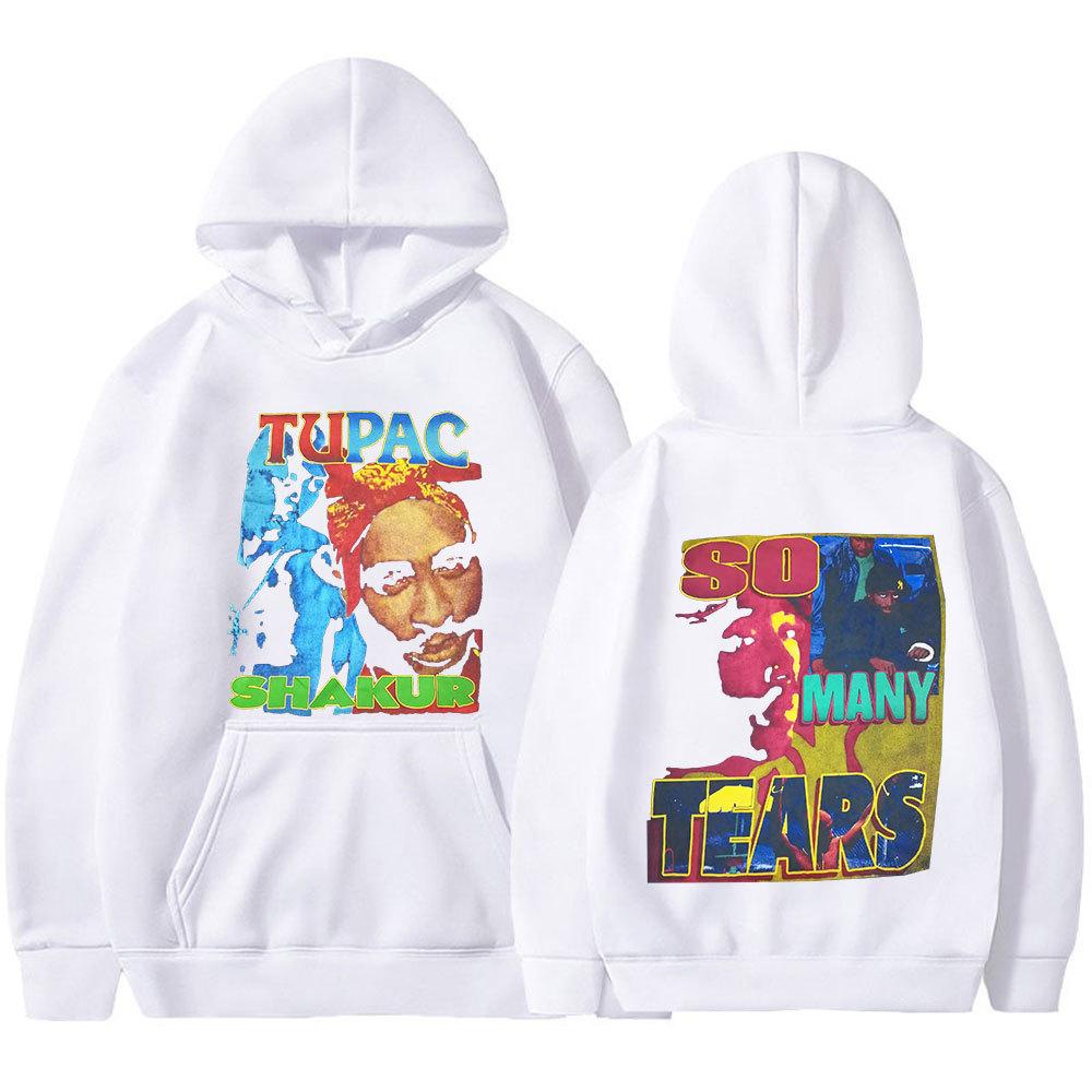 Rapper Tupac 2pac Shakur Hoodies So Many Tears Men Hip Hop Casual Hoodie Vintage Pullovers Loose Jogger Hoodie Y2k Clothes Men