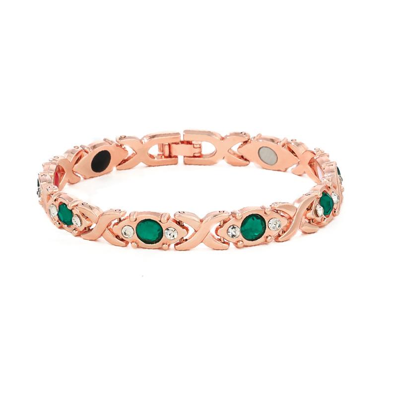 Ladies Detachable Energy Magnetic Bracelet Eco Friendly Rhinestone Adjustable Bangle