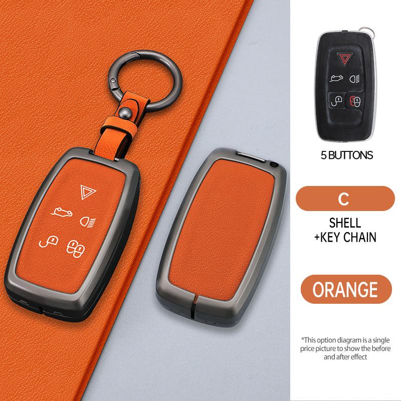 Car Key Case Cover For Land Rover Sport Freelander Discovery 4 Range Rover Sport Lr4 2010-2012 Zinc Alloy Leather Auto Keychain