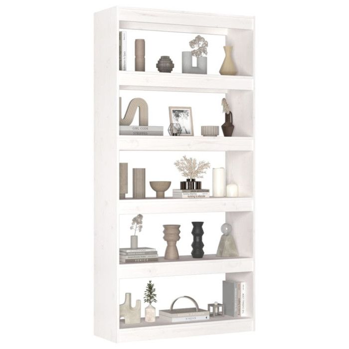 VidaXL Bibliothèque-Séparateur de pièce Blanc 80x30x167,4cm Pin solide