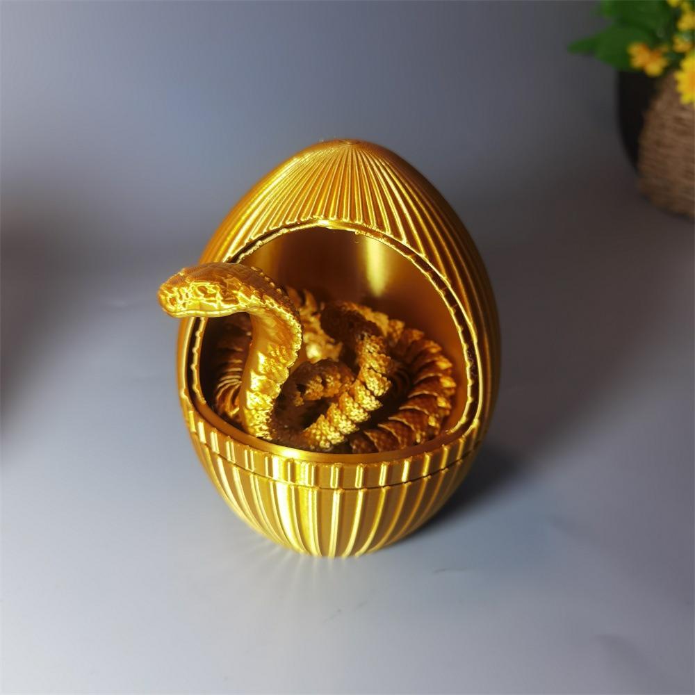 

Дизайн яєчної шкаралупи 3D-друковане зміїне яйце Тварина Змія Симуляція Кобри Яйце для декору столу вдома чи в офісі золотий