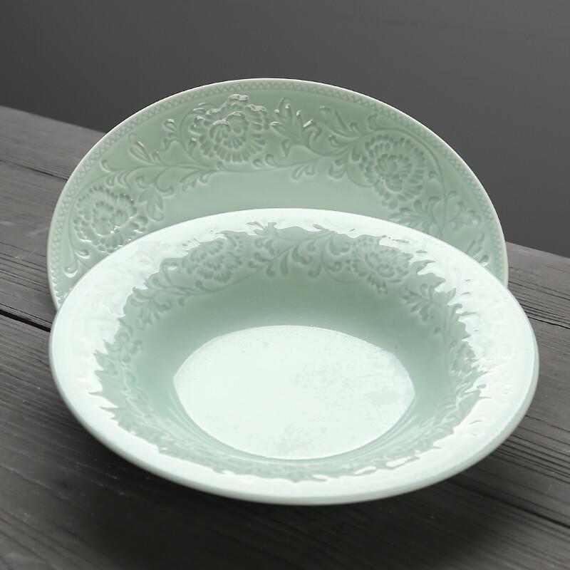 Susu Celadon Glaze Ceramic Soup Plate