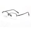Men's Semi-Rimless Half-Titanium Eyeglass Frames with Wood Grain Temple Tips