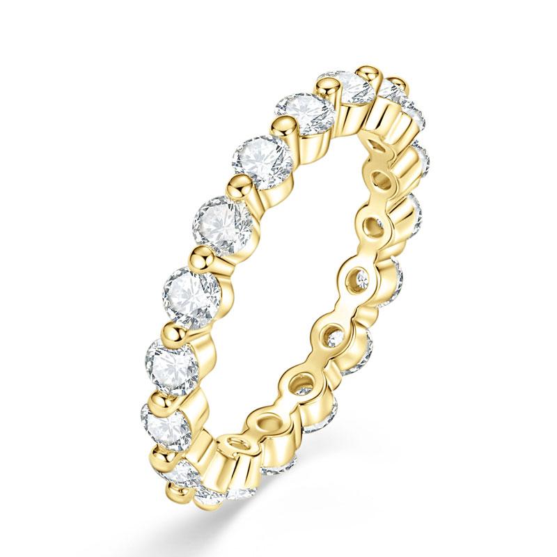 Bague Alliance Éternité Complète en Moissanite 3mm Certifiée GRA, Anneau Empilable d'Engagement pour Femmes, Or 14K Plaqué, Bijoux de Mariage Cadeaux
