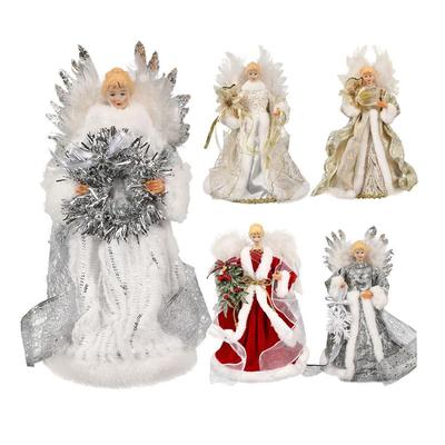 2026 Christmas Tree Topper Angel Fairy With White Feather Wings No Light 3d Christmas Tree Top Decoration Ornament