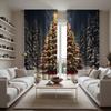 2 peças HD cortina de decoração de árvore de Natal em noite de neve Black tie cortina impressa digital decoração de casa estilo decoração l