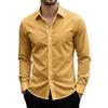 Men Long Sleeve Stretch Shirt Anti Static Breathable Wrinkle Resistant Fade Resistant Button Down Solid Business Formal Dress Shirt