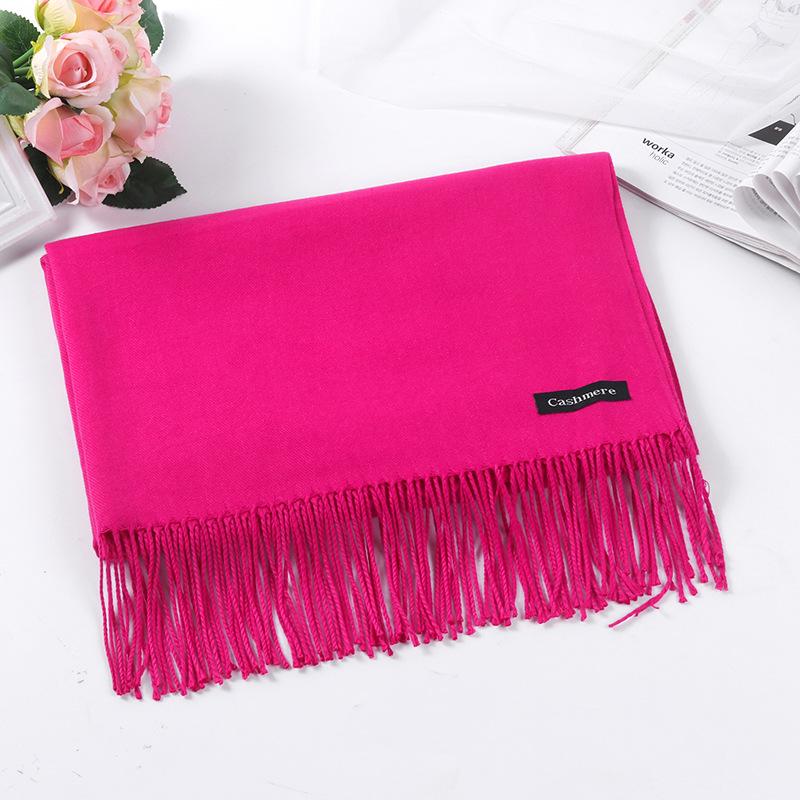 

Высококачественный унисекс зимний красный шарф: Однотонная шаль из имитации кашемира и манишка 70-200 cm