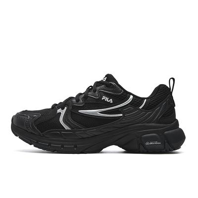 MATTRUN Abrasion Resistant, Breathable, Lightweight Low Top Chunky Sneakers Women's Black Silver F12W612141FBS