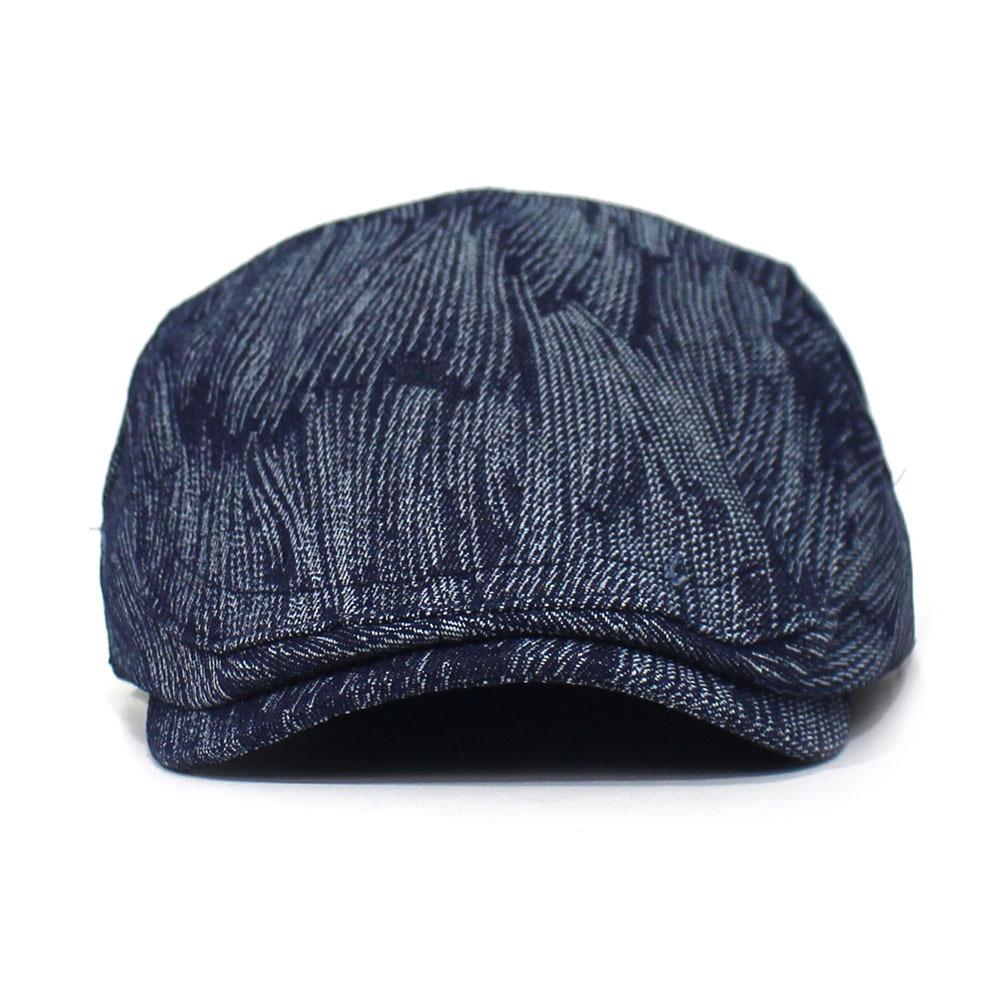 Fashion Cotton Jacquard Denim Beret British Vintage Versatile Forward-Facing Cap Striped Duckbill Cap Men's Trendy