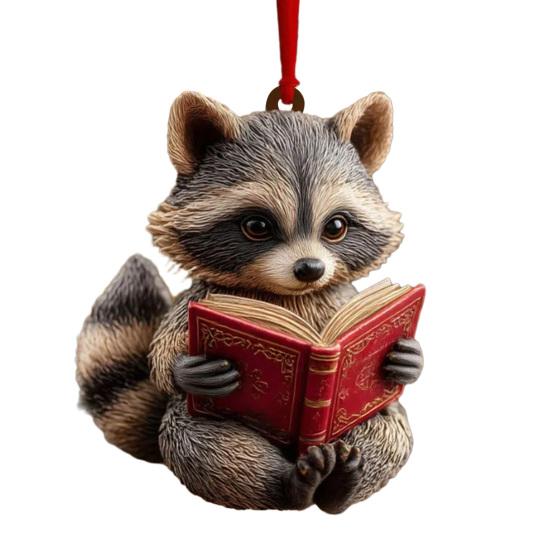 

Милое украшение для чтения «Лесная лиса/енот», плоские акриловые рождественские украшения 2D, украшение на рождественскую елку с лесными животными для праздничного декора в стиле природы D