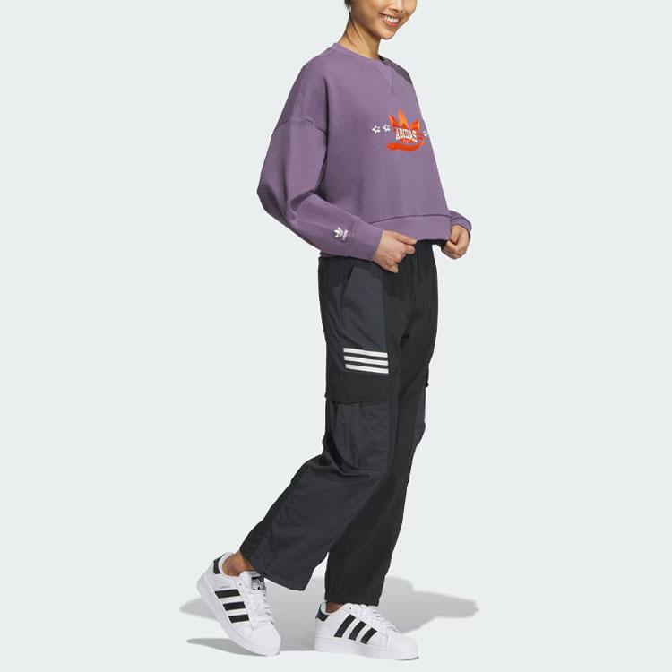 Adidas Originals Sportswear Hoodie With Embroidered Logo Women Tops Dark-Grey Violet IN1053