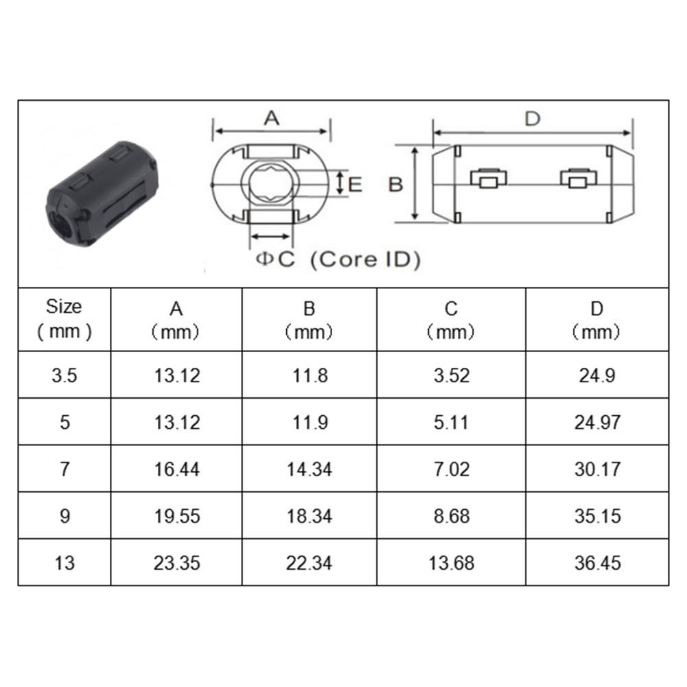 10-50 szt. 3,5/5/7/9/13 mm zaciskany pierścień ferrytowy rdzeń ferrytowy koralik zacisk dławik EMI RFI filtr szumów zacisk zatrzaskowy do kabla